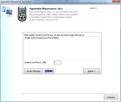Datenübernahme vom Agamatrix Wavesense Jazz ins Diabetes-Tagebuch