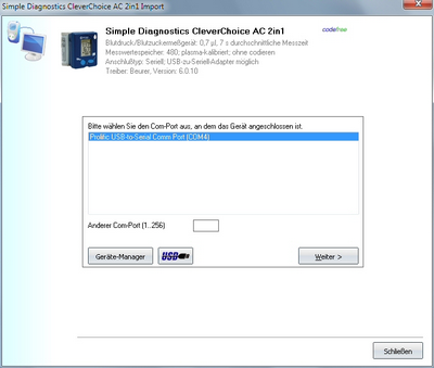 Datenübernahme vom Simple Diagnostics CleverChoice AC 2in1 ins Diabetes-Tagebuch